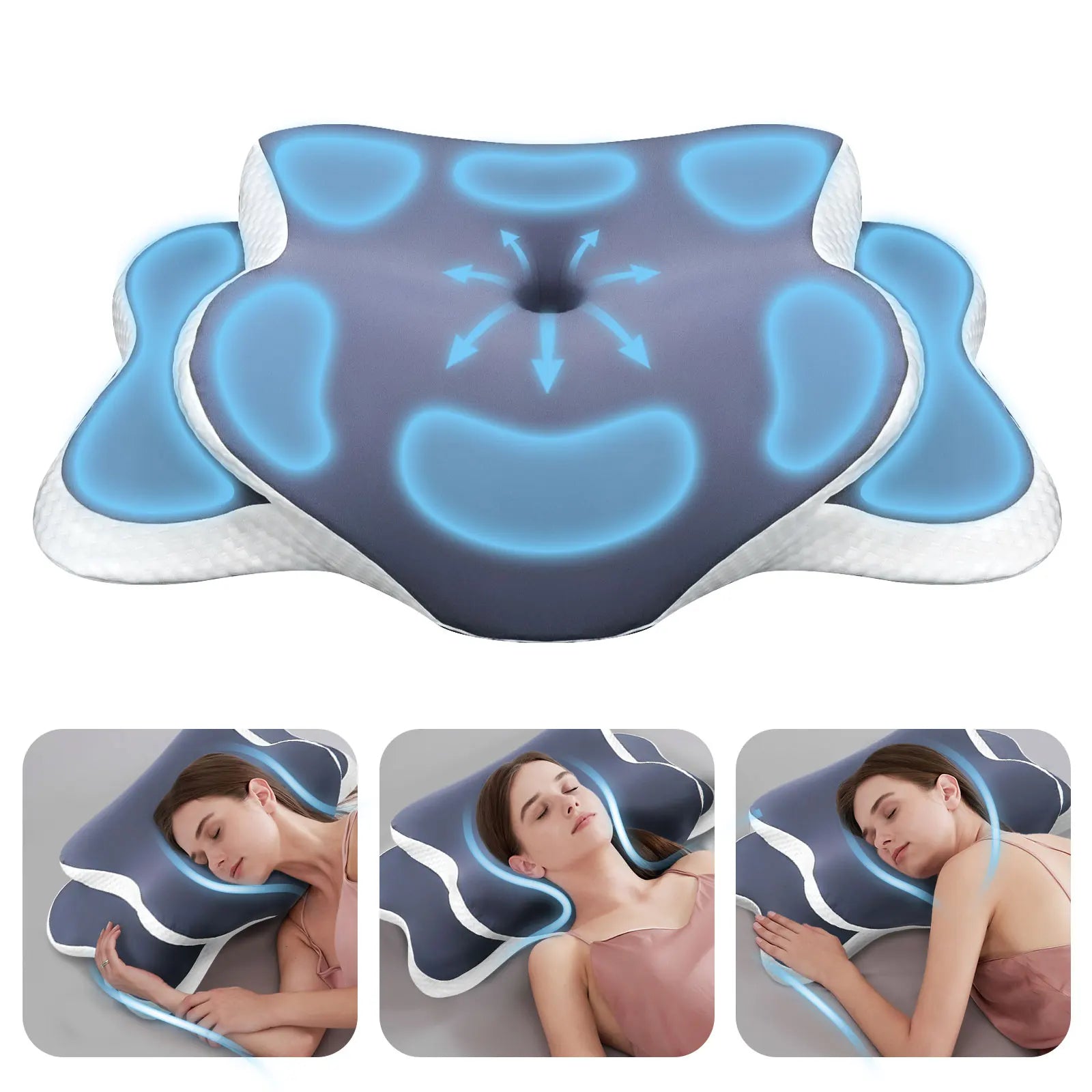 Oreiller cervical en mousse à mémoire de forme, soulagement de la douleur au cou, soutien orthopédique ergonomique pour le cou, cadeau pour dormir sur le côté du dos et du ventre
